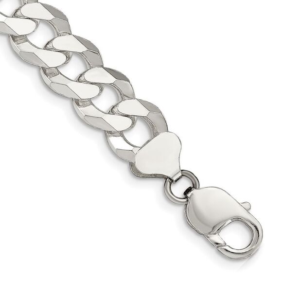 Kazi Luxury Sterling Silver 12.3mm Beveled Curb Chain - Picture 1 of 2